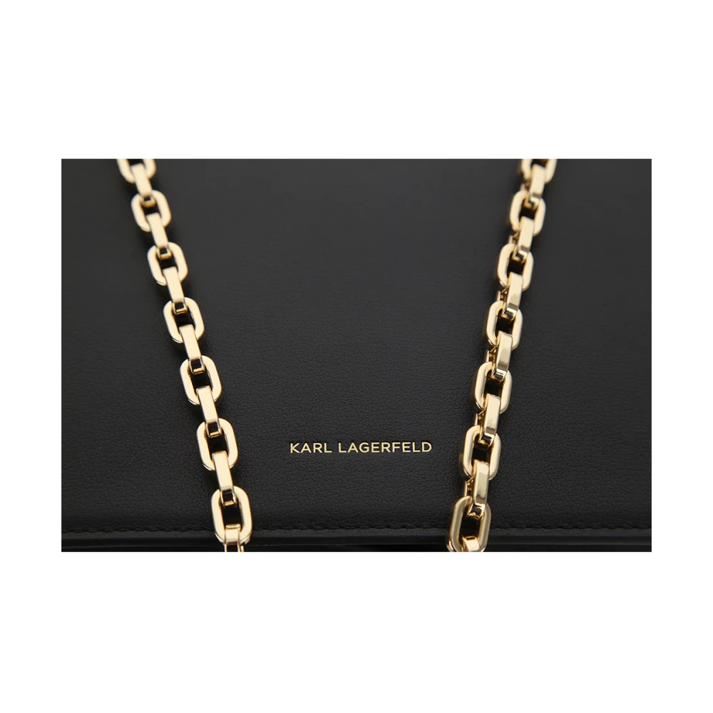 Karl Lagerfeld Signature 2.0 Crossbody Tas in Zwart Goud Black Dames