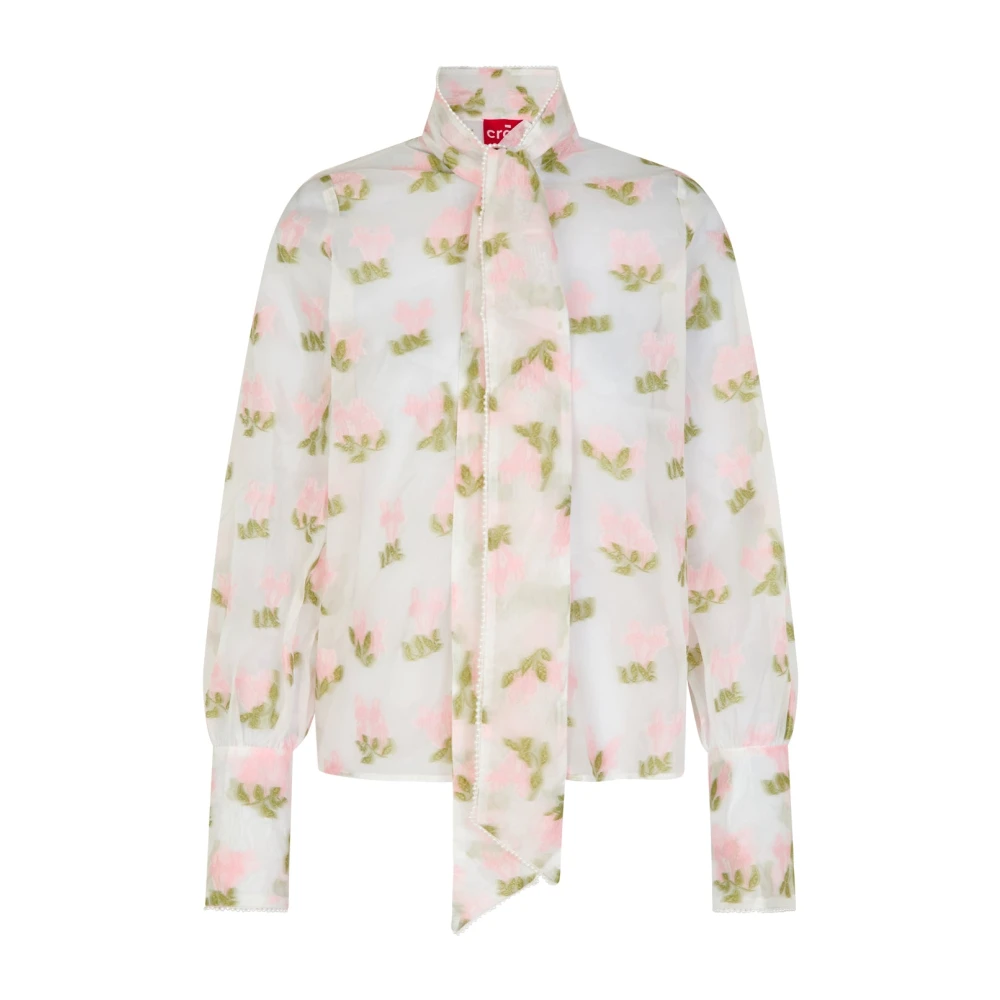 Cras Bloemen Geborduurde Doorschijnende Organza Blouse Multicolor Dames