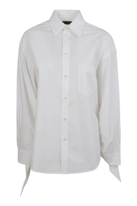 Blus med knutna manschetter