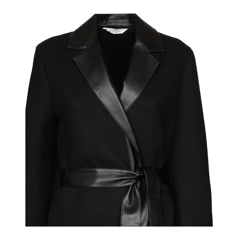 Max Mara Zwarte Lotus Jas Black Dames