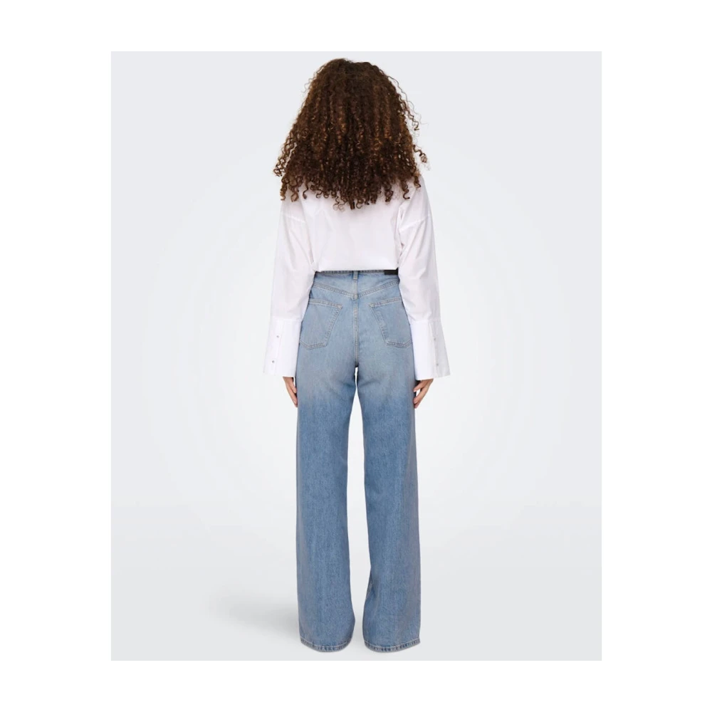 Only Iconische Wide Leg Denim Jeans Blue Dames