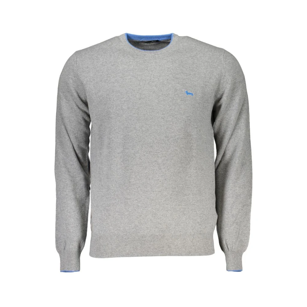 Harmont & Blaine Men's Gray Chic Crew Neck Jumper With Contrast Details - Round-Neck Knitwear - 2XL - Knitwear