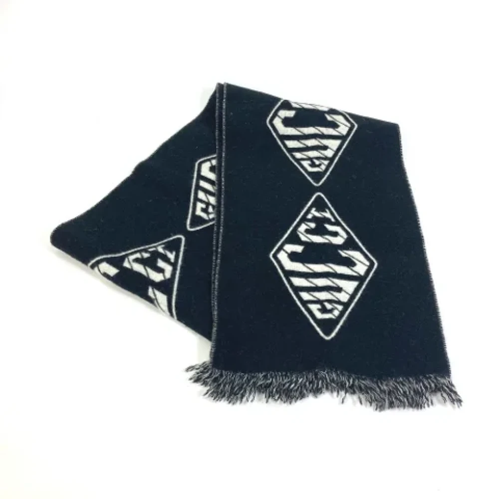 Gucci Vintage Pre-owned Wool scarves Blue Heren