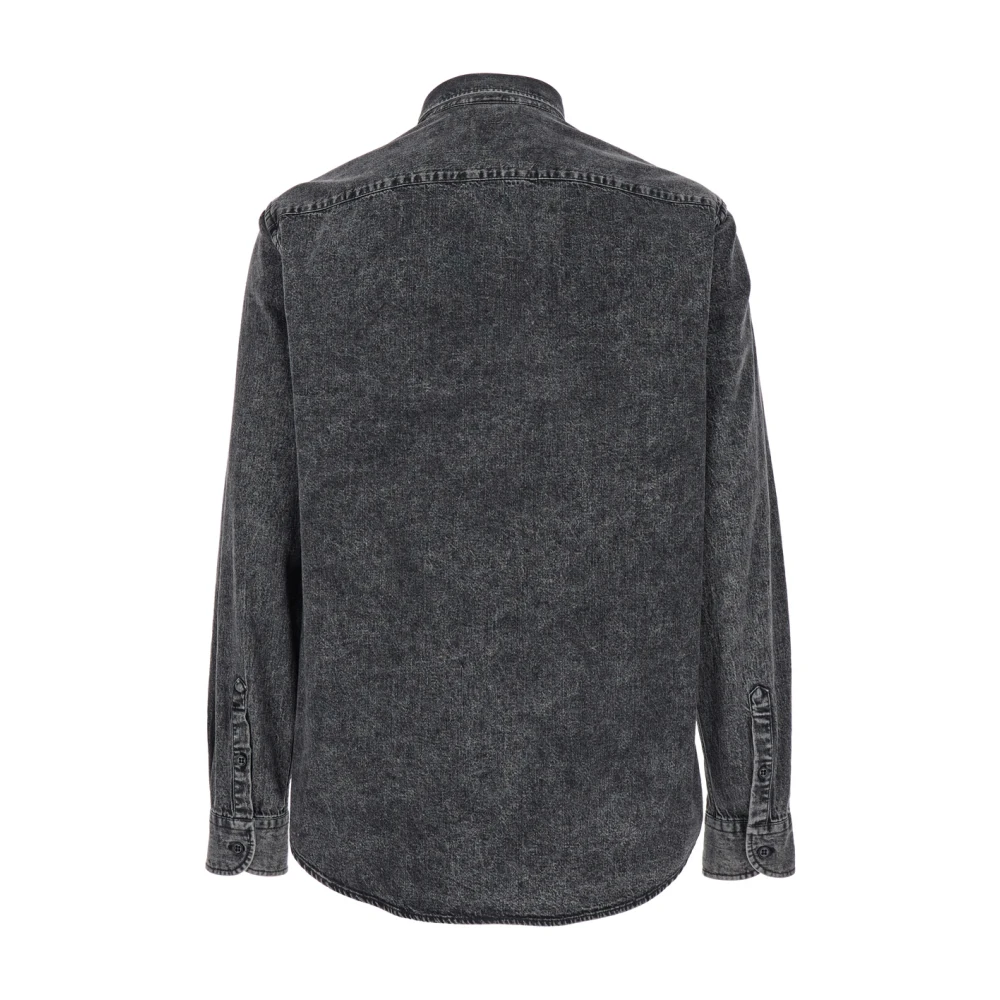Emporio Armani Zwarte Denim Shirt met Tonal Knopen Black Heren