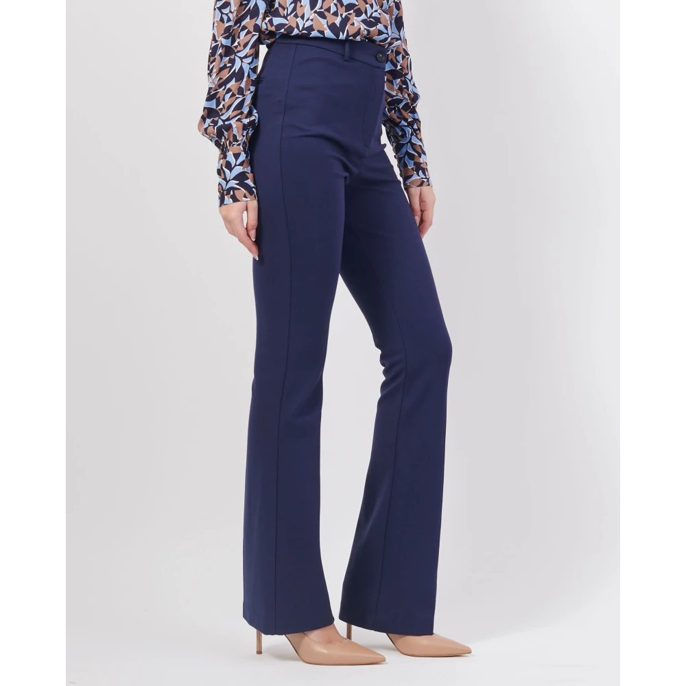Fracomina Blauwe Bootcut Broek met Hoge Taille Blue Dames