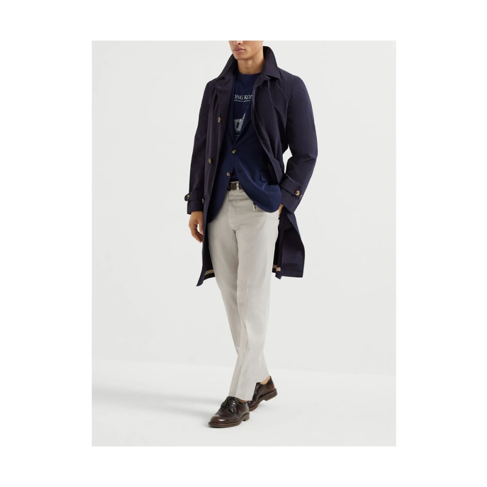 BRUNELLO CUCINELLI Navy Blue Grafische Print T-shirt Blue Heren