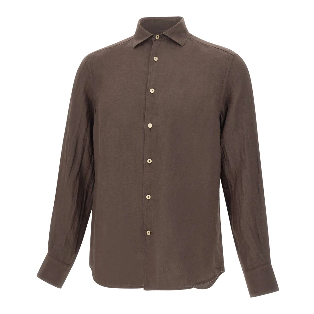 Mc2 Saint Barth Men's Brown Pamplona Linen Shirt - Casual Shirts - L - Shirts