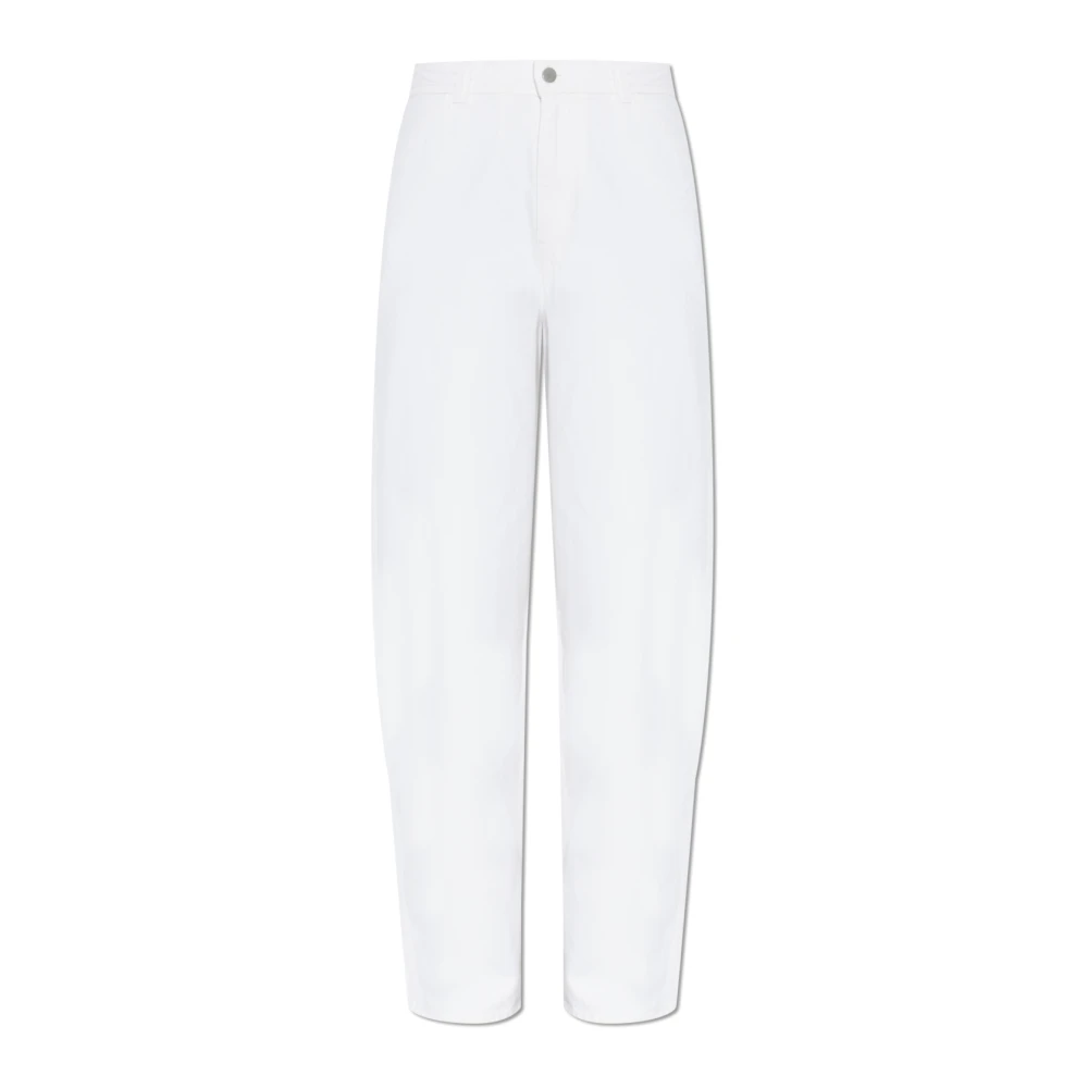 Lemaire Women's White Loose Fit Jeans, W32, Large Trousers In Denim