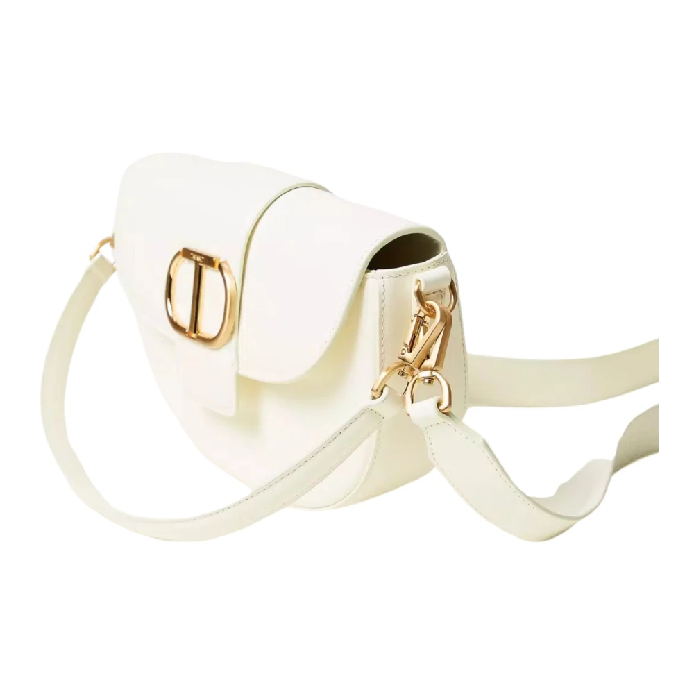 Twinset Ronde leren schoudertas 'Amie' White Dames