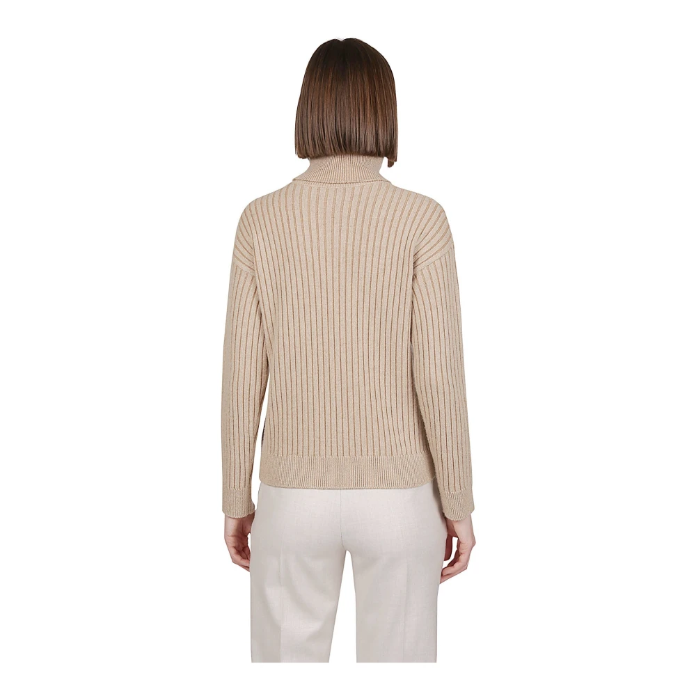 Eleventy Kasjmierwol Ribgebreide Coltrui Beige Dames