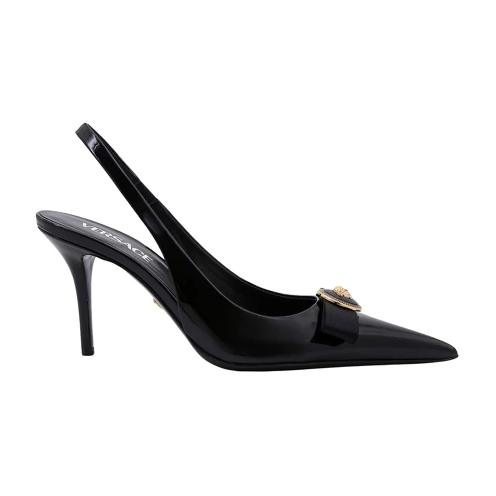 Svarte Skinn Slingback Pumps