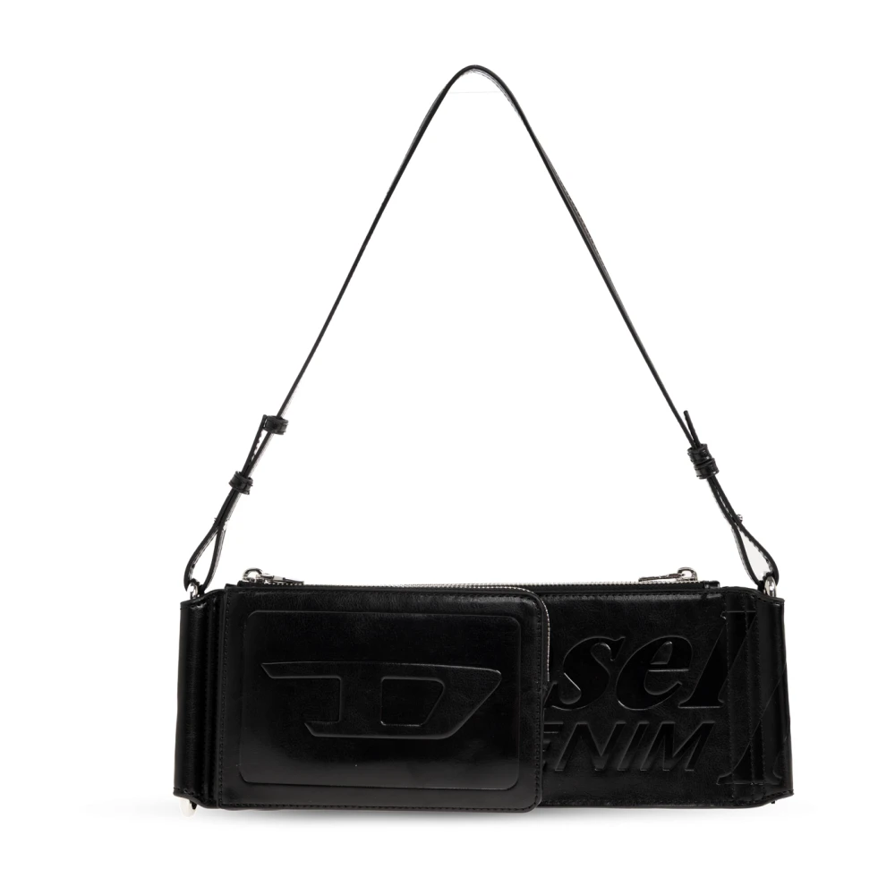 Diesel Unisex Zwart Tassen One Size, Suède, Flag-D Shoulder Schoudertas