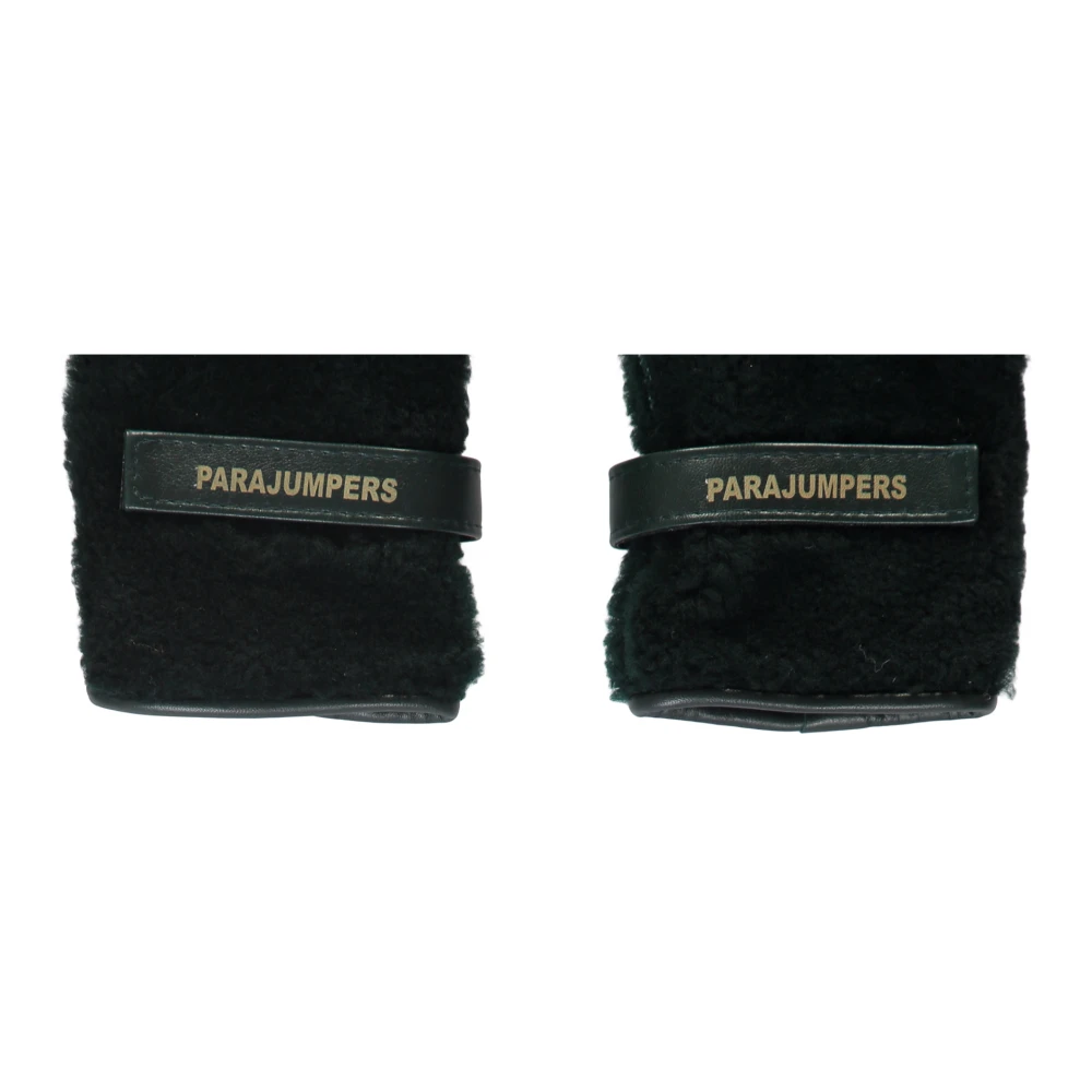 Parajumpers Shearling Leren Handschoenen met Verstelbare Band Green Unisex