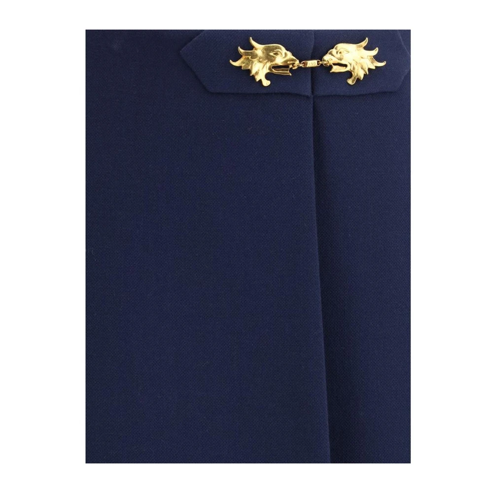 Valentino Gouden Taille Geplooide Midi Rok Blue Dames