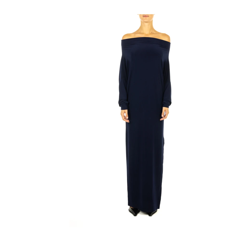 Norma Kamali Blauwe Zijdelingse Split Jurk Blue Dames