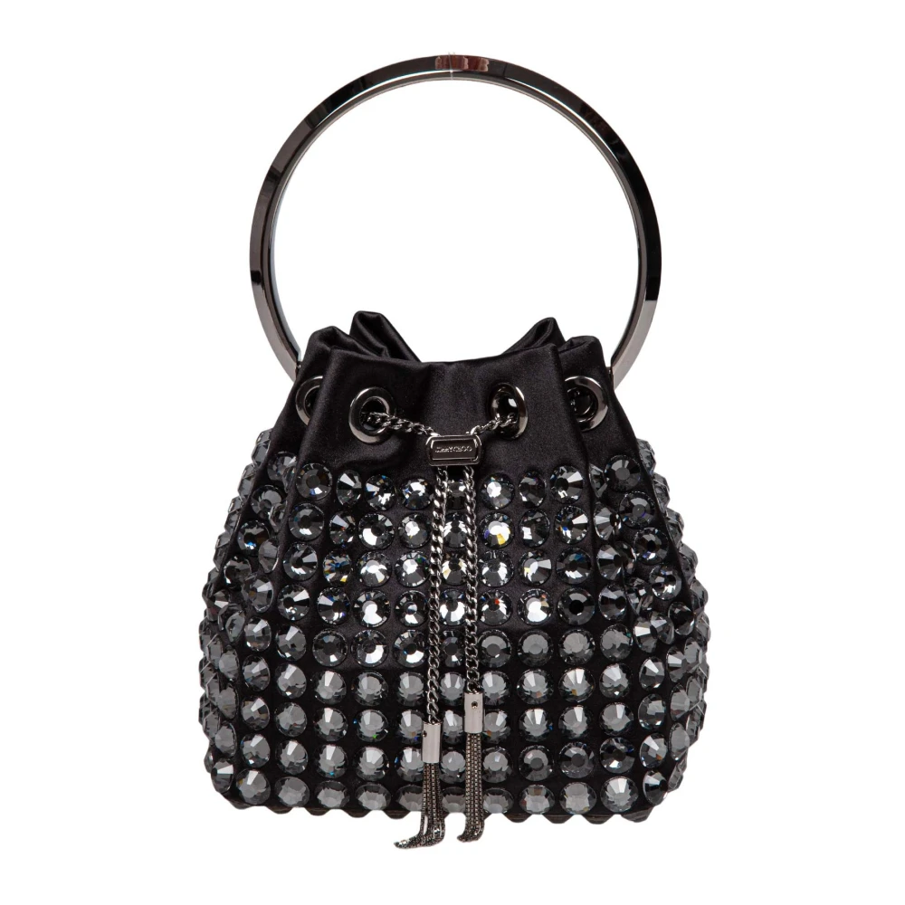 Jimmy Choo Satin tas met Maxi kristallen Black Dames