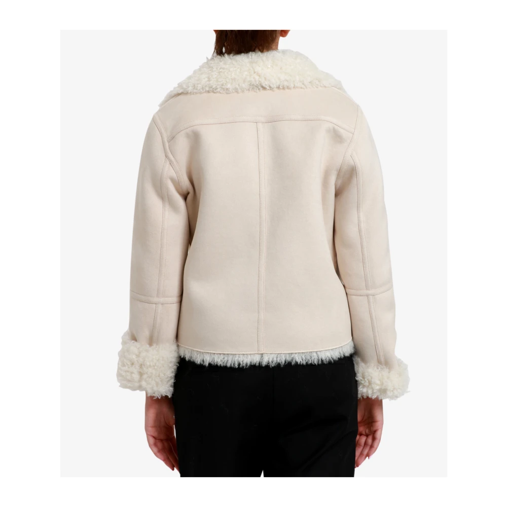 Betta Corradi Jas van imitatiebont en schapenvacht Beige Dames
