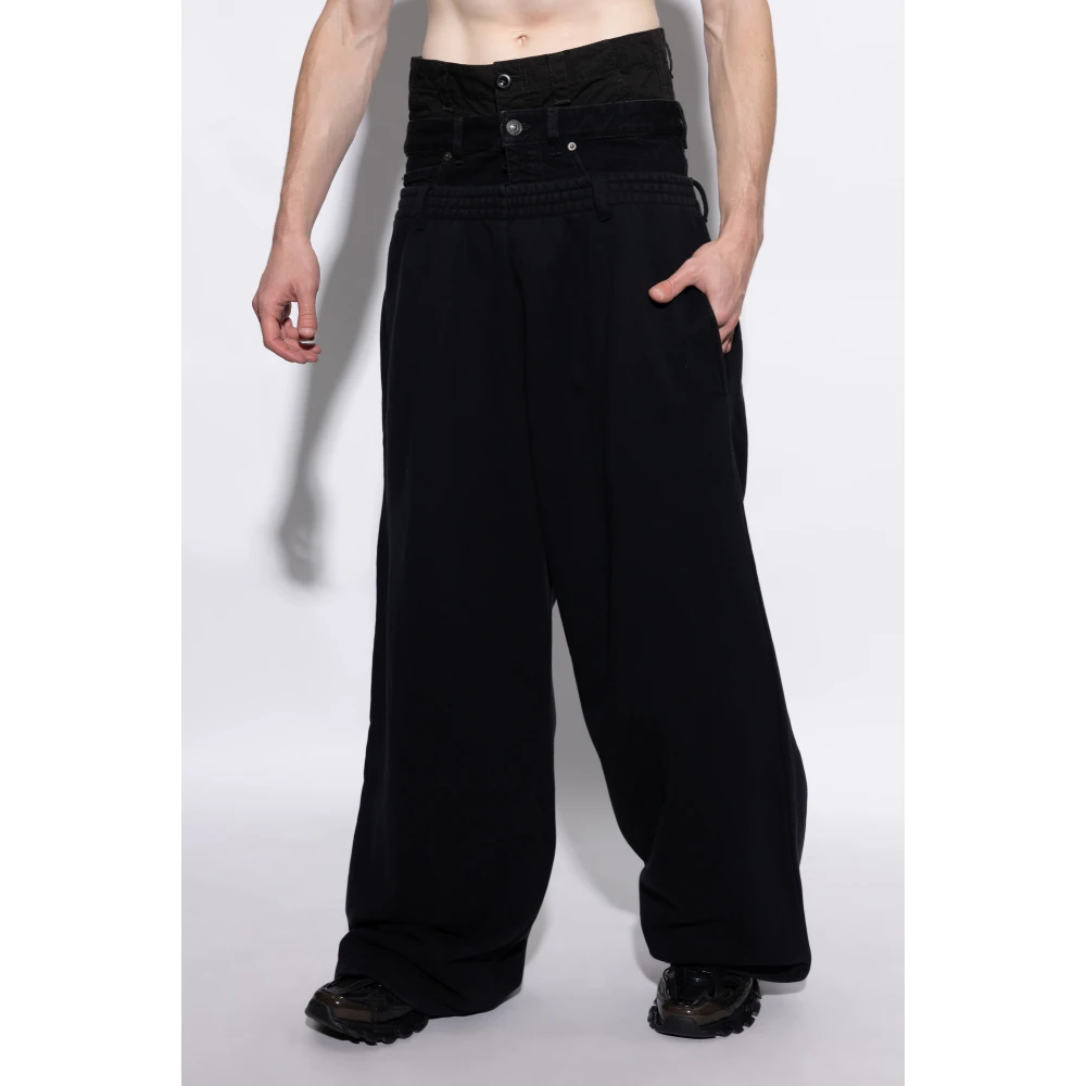 Balenciaga Sweatpants met denim tailleband Black Heren