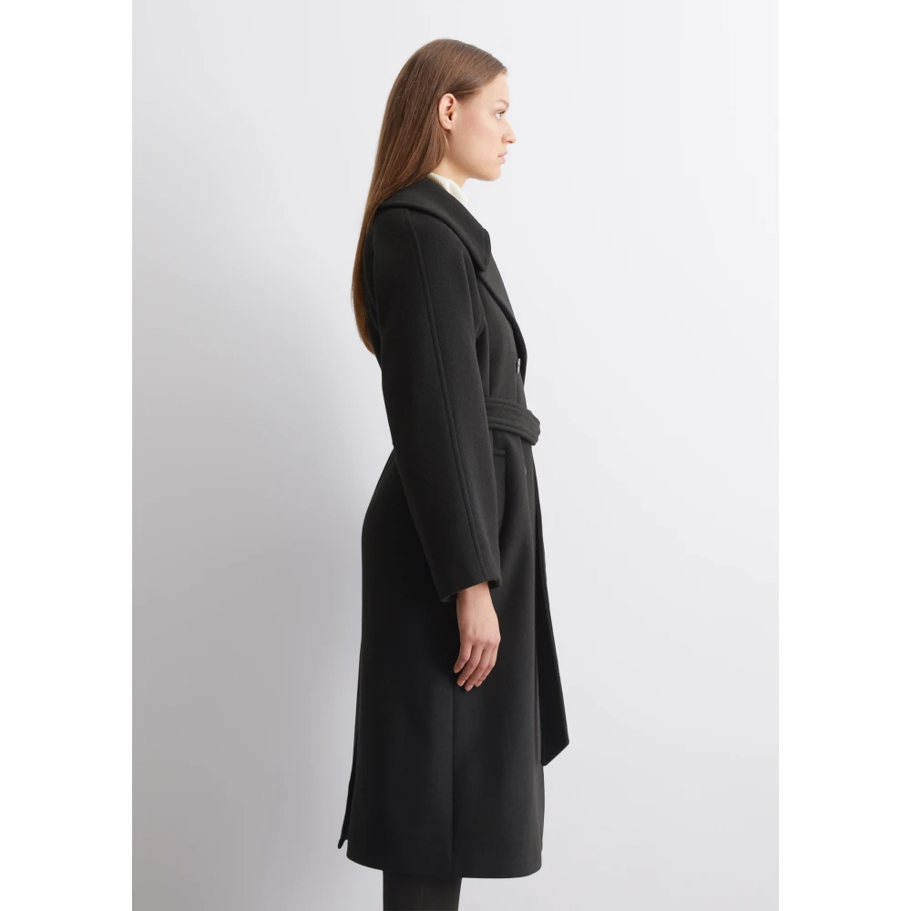 Marc O'Polo Relaxte double-breasted wollen jas Black Dames