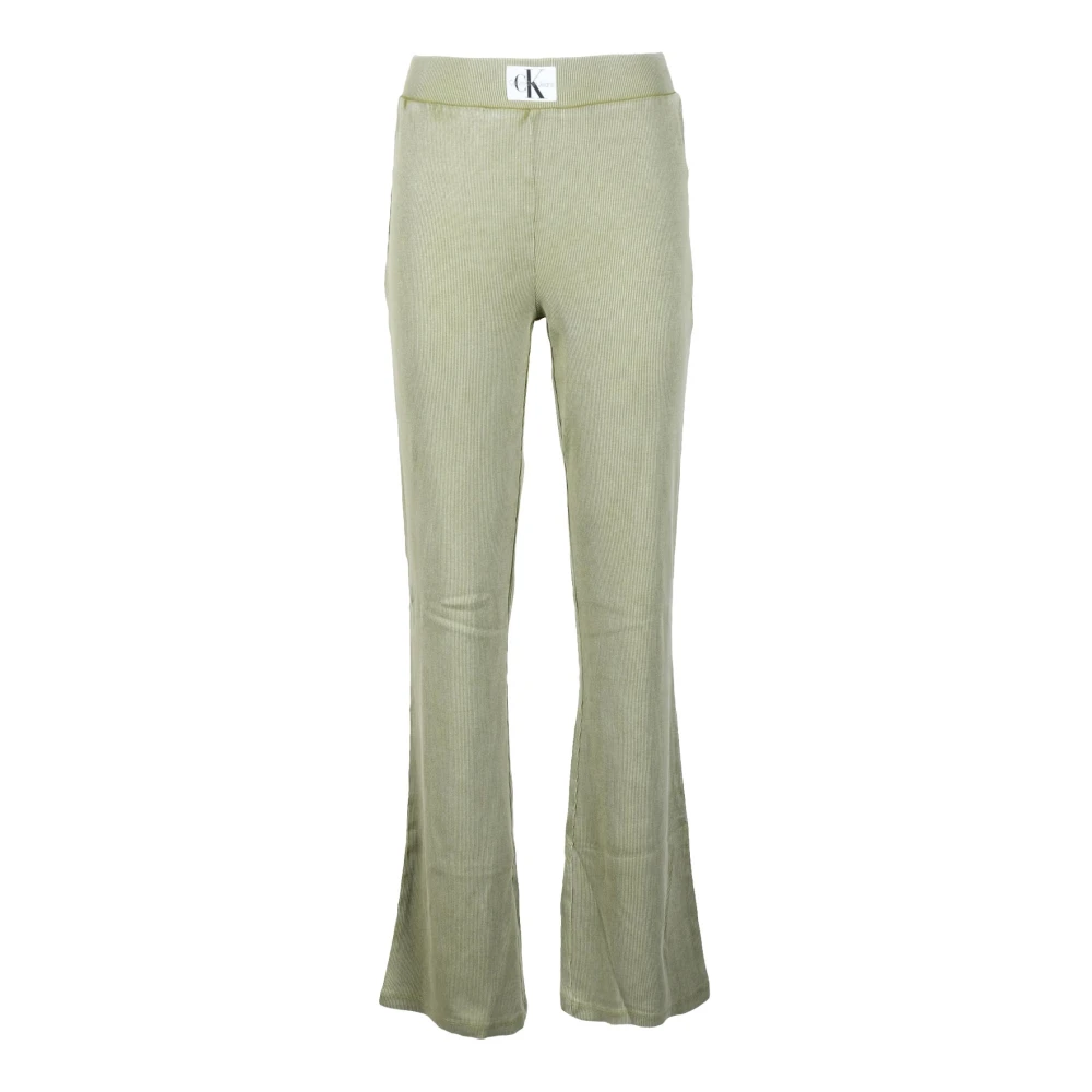 Calvin Klein Jeans Geribbelde jumpsuit in katoen elastaan Green Dames