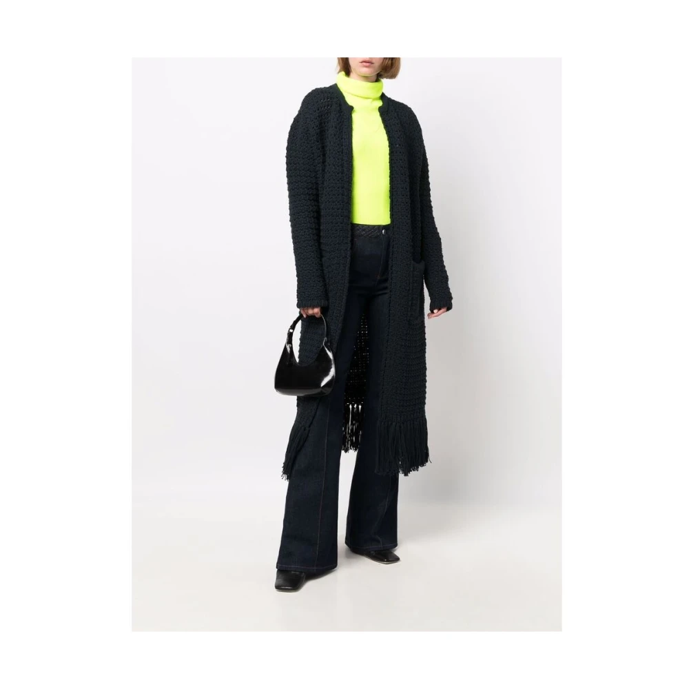 Antonino Valenti Donkerblauwe Chunky-Gebreide Rande Cardi-Jas Blue Dames