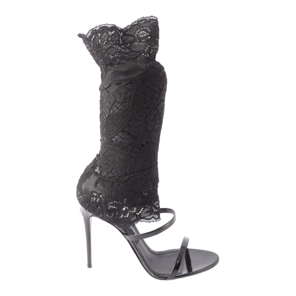 Dolce & Gabbana Donna Nero Sandali Con Tacco E Lacci Per Donne