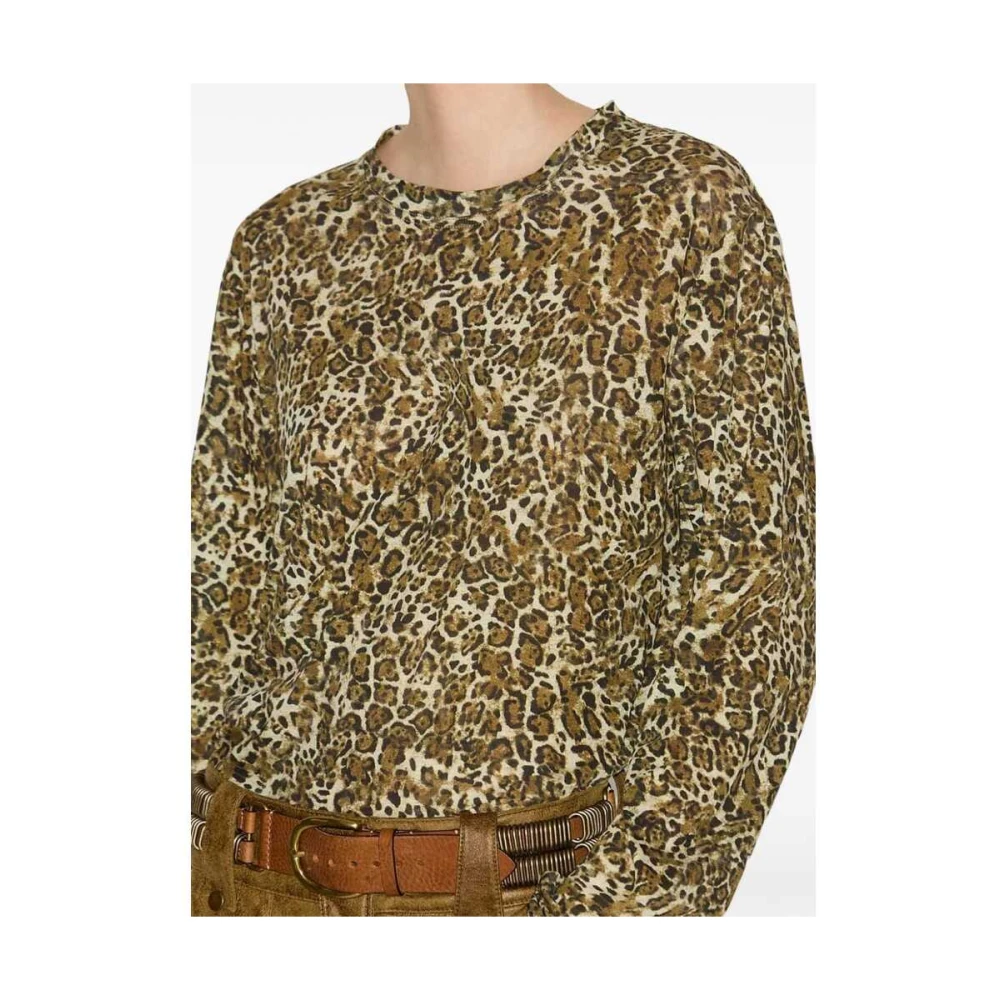 Isabel marant Luipaardprint Katoen Ronde Hals T-shirt Brown Dames