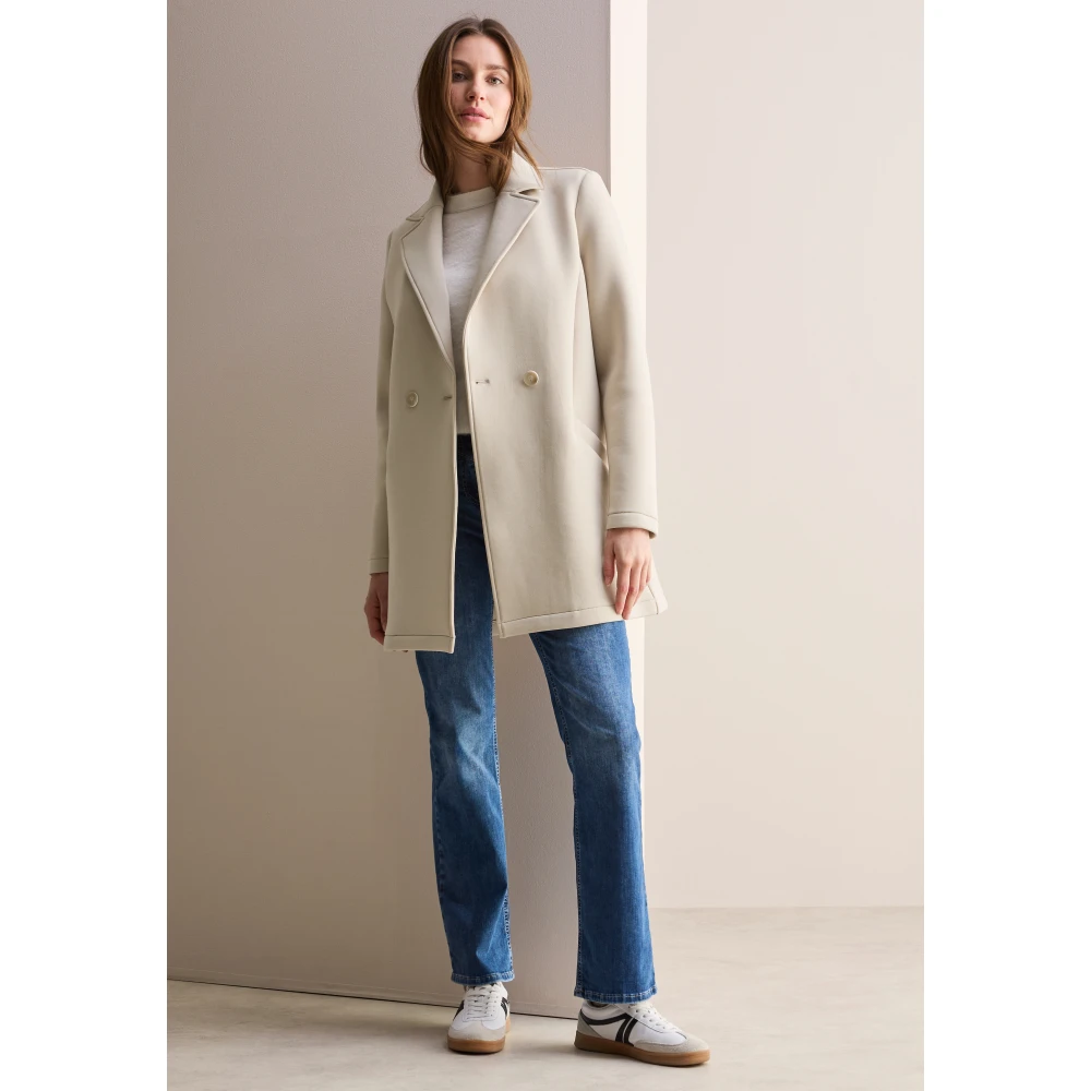 cecil Scuba Jas met Revers Kraag en Zakken Beige Dames