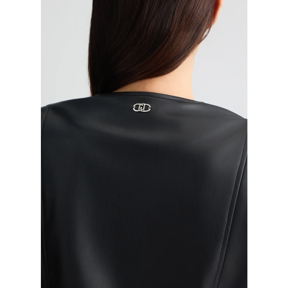 Liu Jo Jas van gecoat stof met ronde hals Black Dames