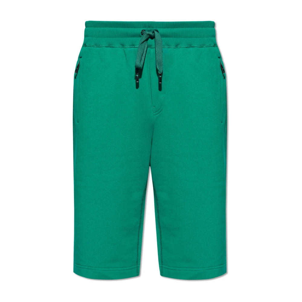 Dolce & Gabbana Groene Logo Patch Katoenen Shorts Green Heren