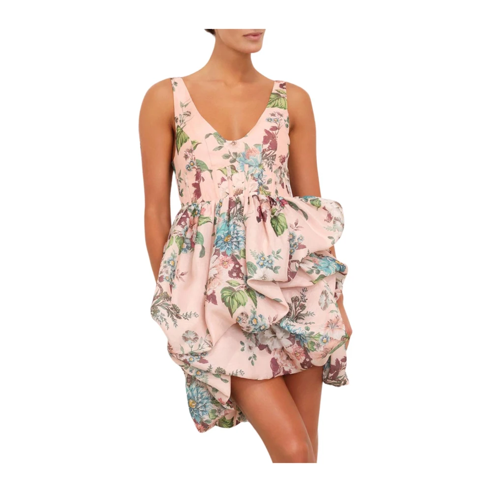 Zimmermann Roze Gedrapeerde Mini Jurk Multicolor Dames