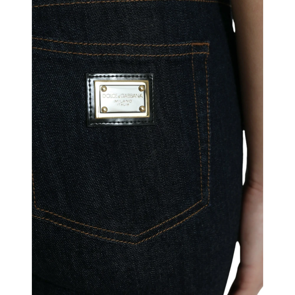 Dolce & Gabbana Blauwe Mid-Waist Stretch Denim Jeans Blue Dames