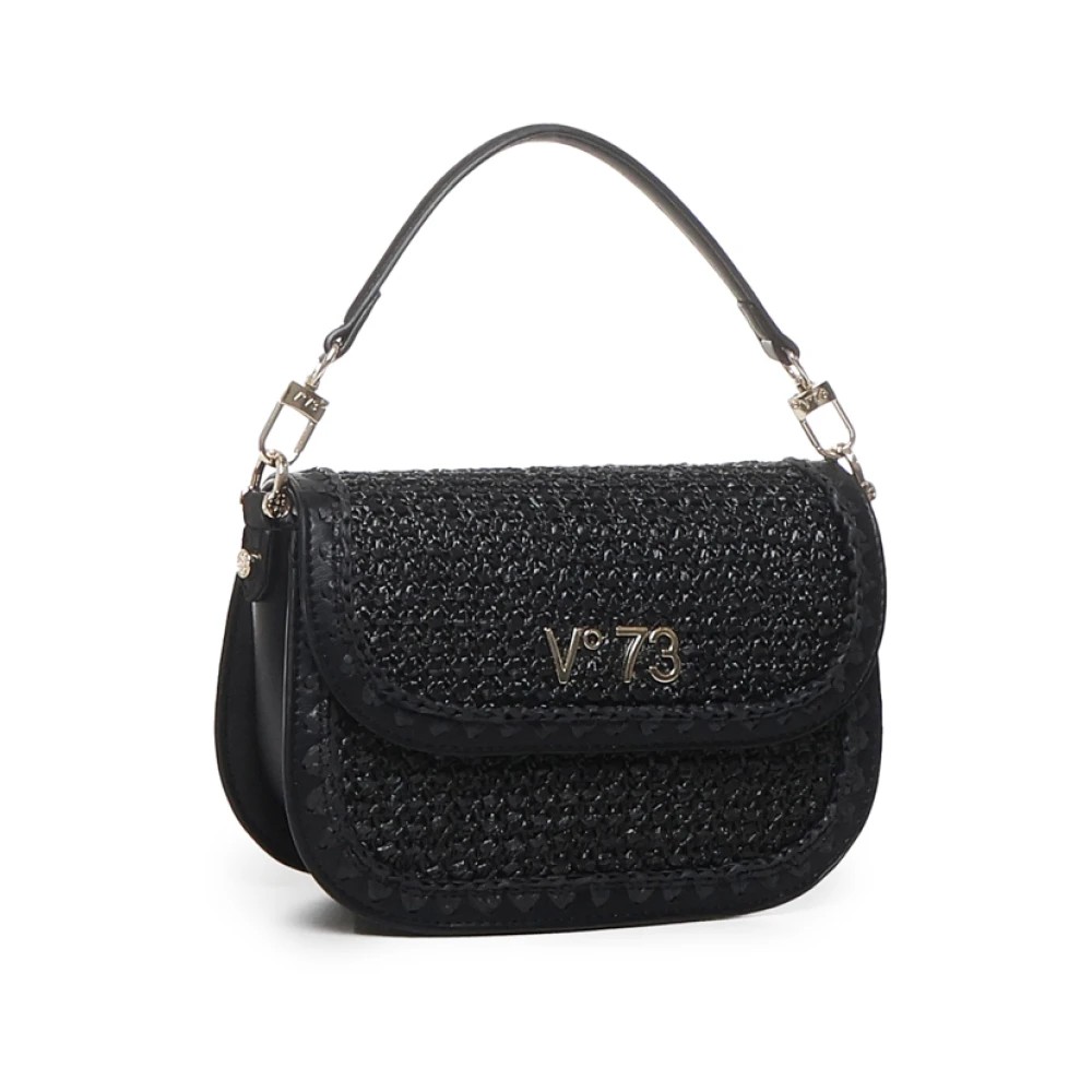 V73 Zwarte Stro Schoudertas Black Dames