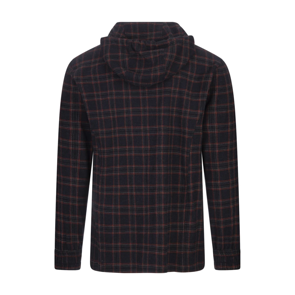 Kiton Blauwe Zip-Up Hoodie met Rode Check Blue Heren