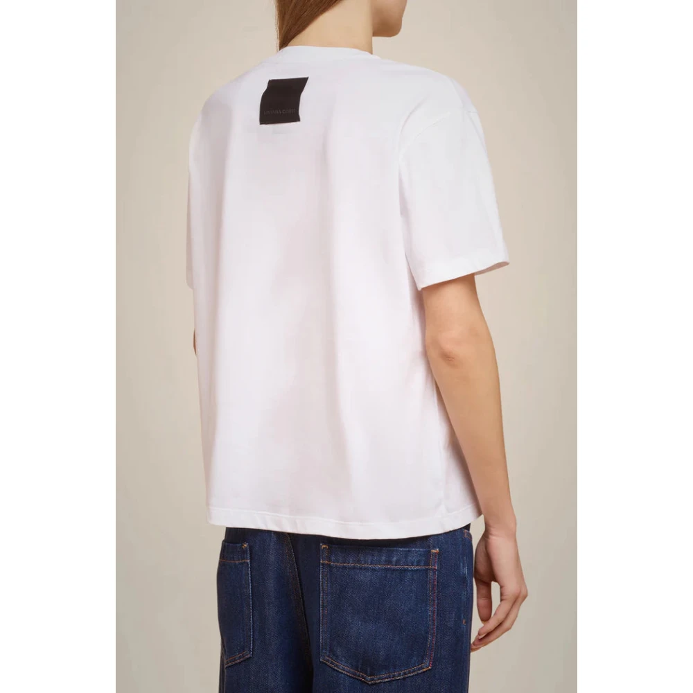 Liviana Conti Katoenen Ronde Hals Korte Mouw T-shirt White Dames