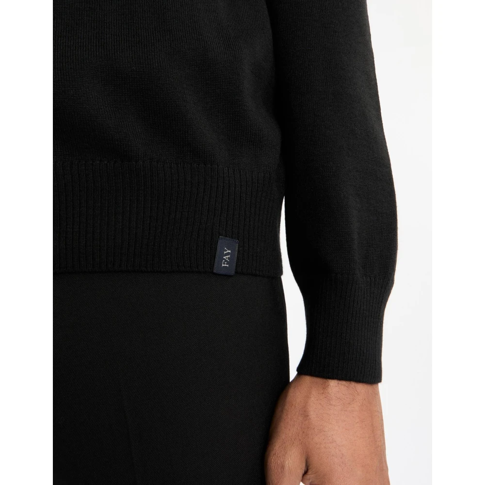 Fay Wollen Dolcevita Trui Black Heren