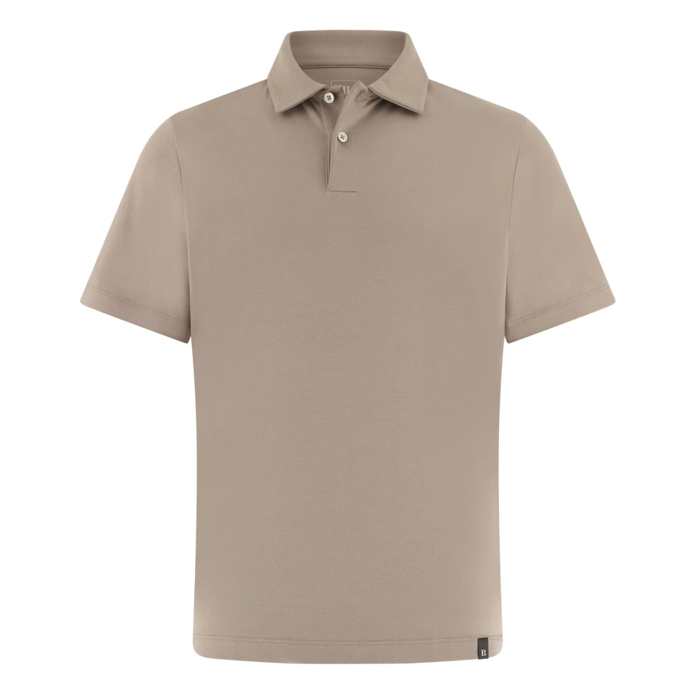 Boggi Milano Herren Beige,White,Blue Pima Interlock Button Polo