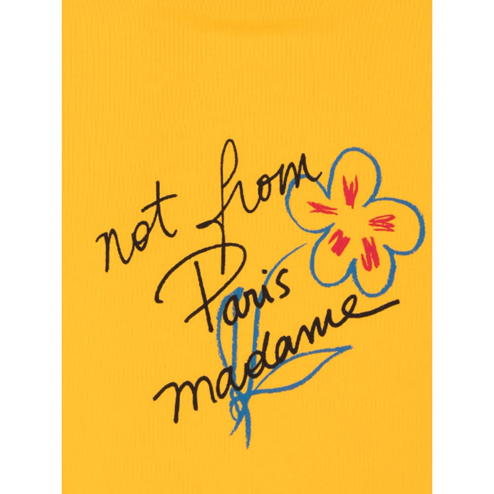 Drole de Monsieur Slogan Sketch T-shirt in Donkergeel Yellow Heren