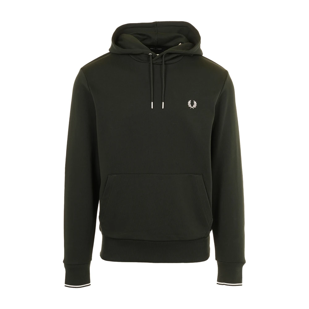Fred Perry Men's Green Tipped Hooded Jumper - Hoodies - M - Sweatshirts & Hoodies