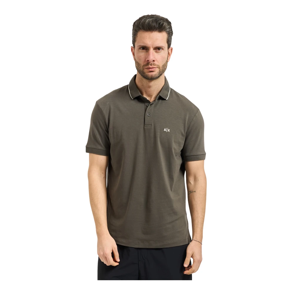 Armani Exchange Polo Shirts, Male, Xl, Slim Fit Polo Shirt With Logo And Piping Green