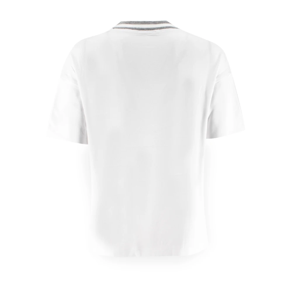 Panicale Lurex Crew Neck Zak T-shirt White Dames