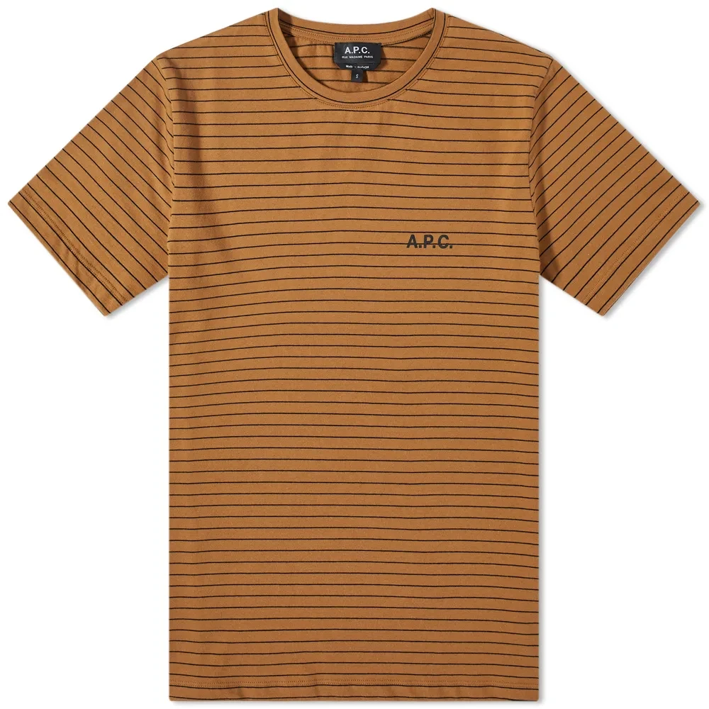 A.p.c. Gestreept Katoenen T-shirt Brown Heren