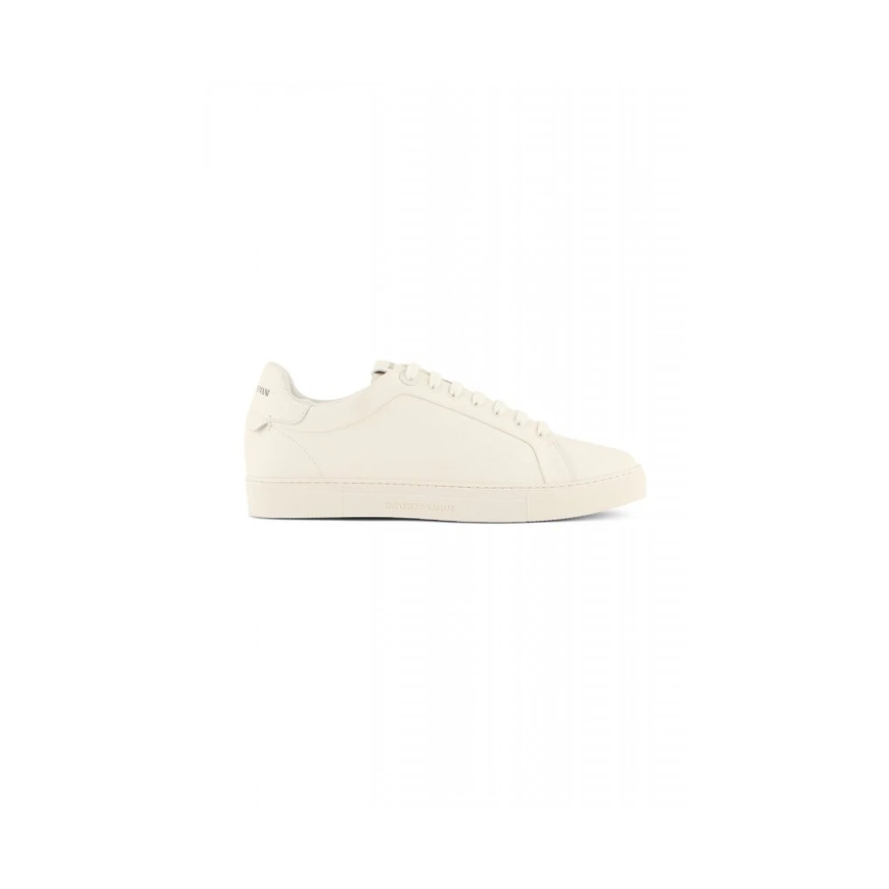 Emporio Armani Soepele Leren Sneakers Heren Schoenen Wit