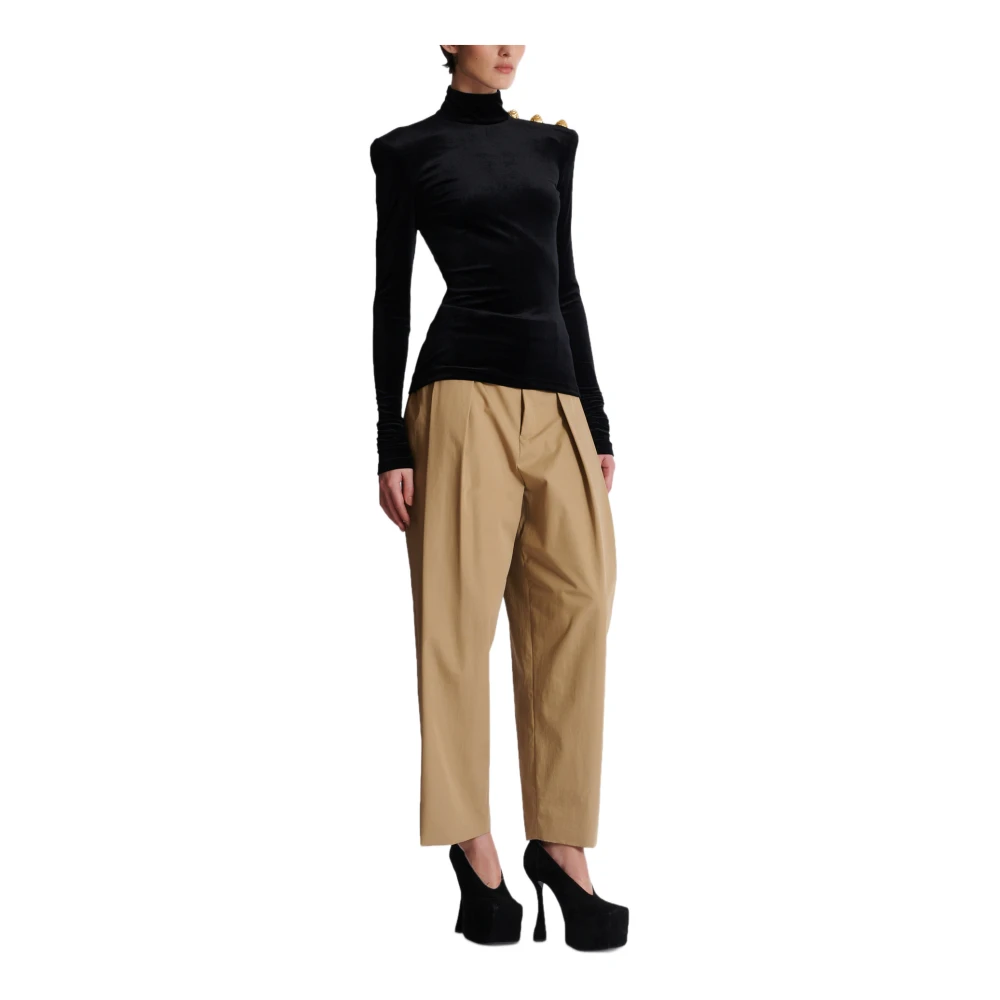 Balmain Fluwelen top met lange mouwen Black Dames