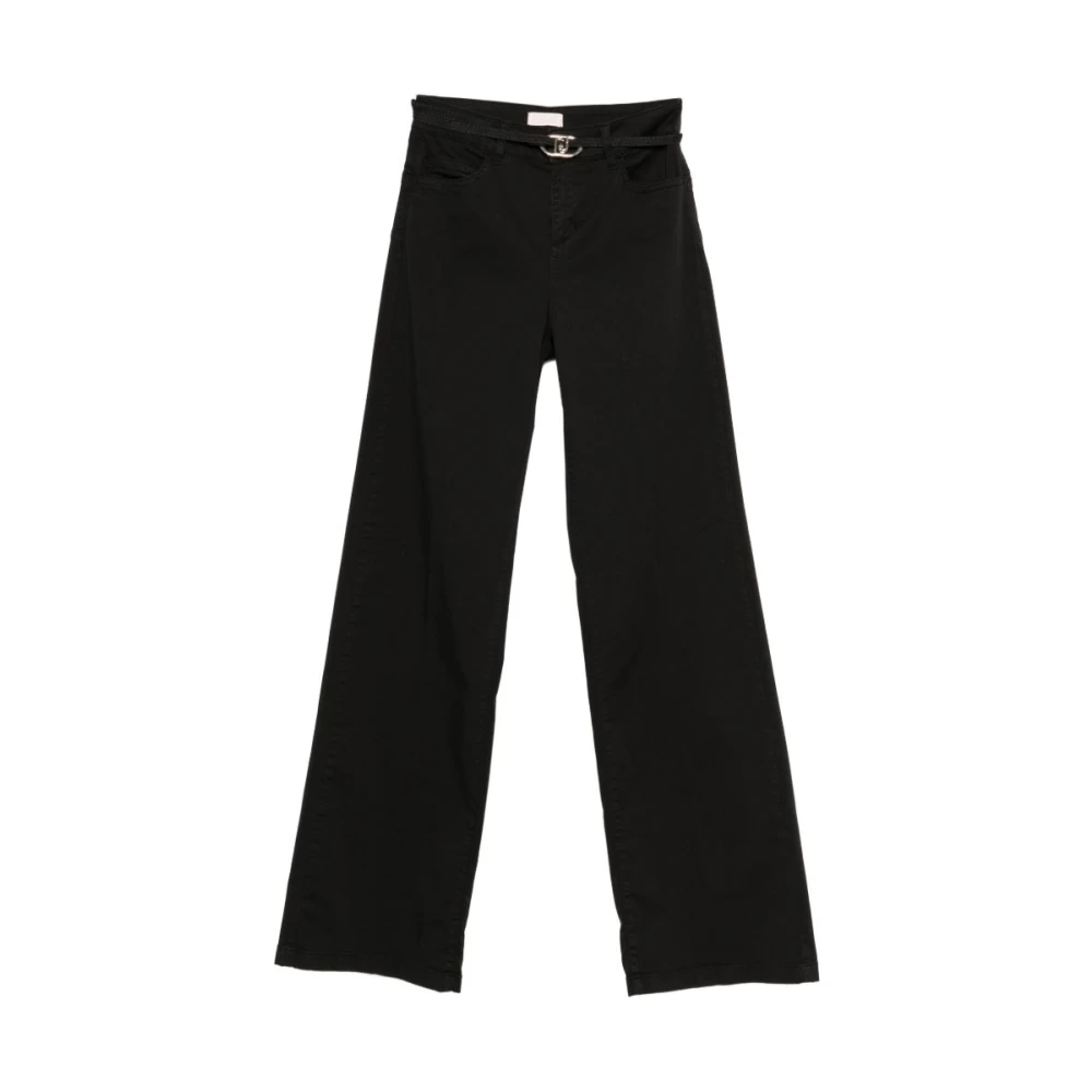 Liu Jo Women's Black High-Waist Jeans With Belt, Straight Trousers, W26, Trousers