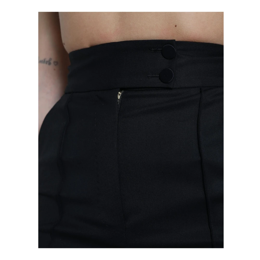 Dolce & Gabbana Zwarte Wol Tapered Broek Hoge Taille Black Dames