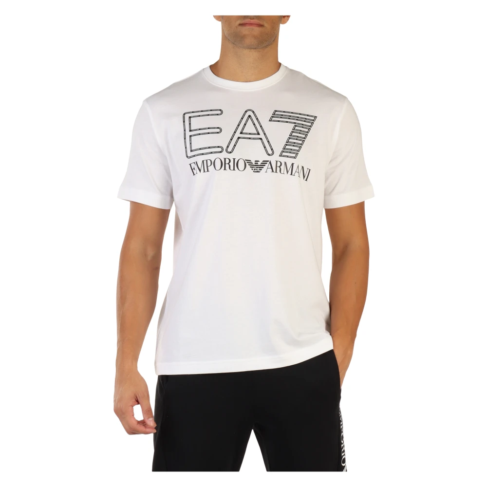Emporio Armani EA7 Katoenen T-shirt met Voorlogo Print White Heren