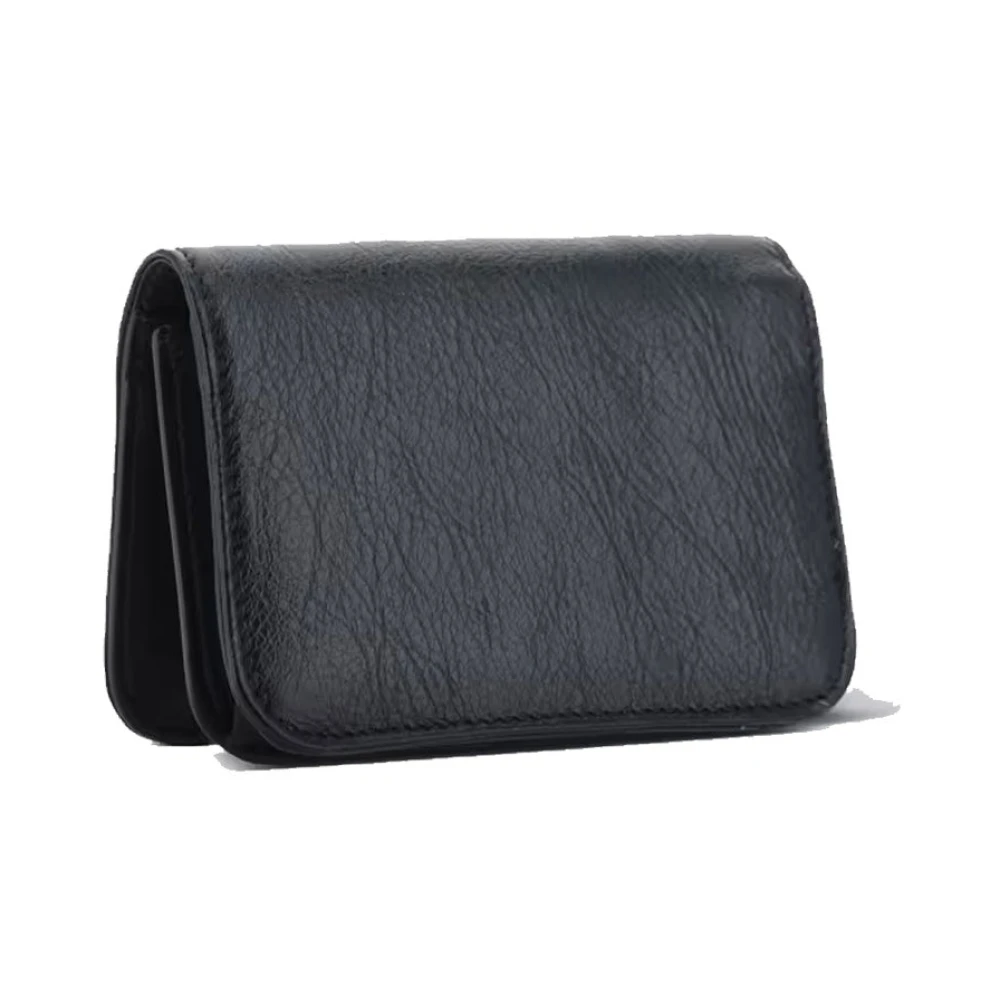 Balenciaga Leren Portemonnee en Kaarthouder met Goudkleurig Logo Black Dames