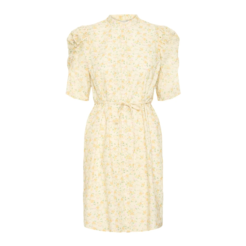 Ichi Yellow Short Dresses, Female, Xl, Flowers Buff Dr