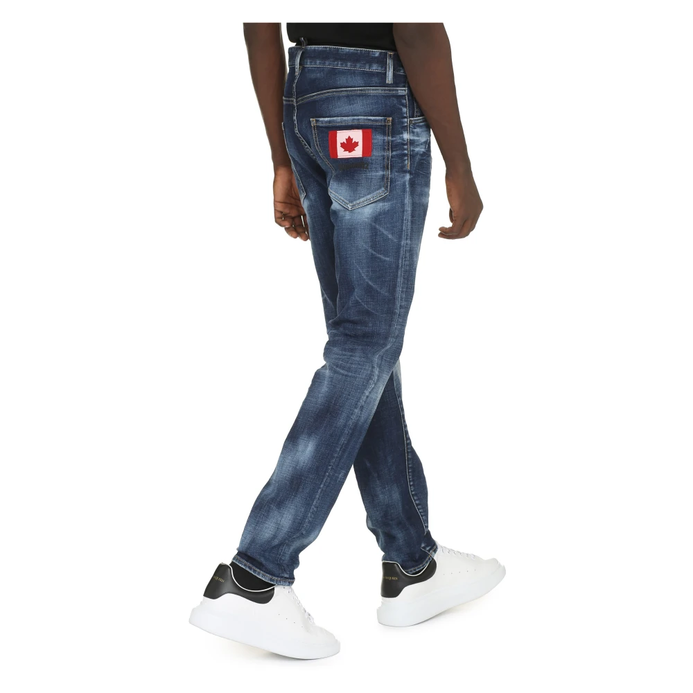 Dsquared2 Versleten Denim Jeans met Metalen Nieten Blue Heren